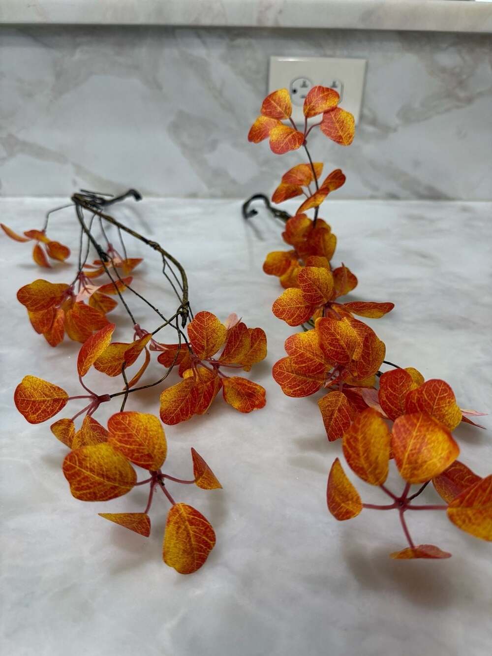 Artificial Orange Eucalyptus Fall Hanging Vines Set of 2